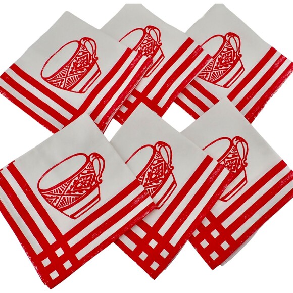 Made in the UK Designer Guild Tea Time Picnic Tablecloth & 6 Tea Cup Napkins NEW - Picture 3 of 9